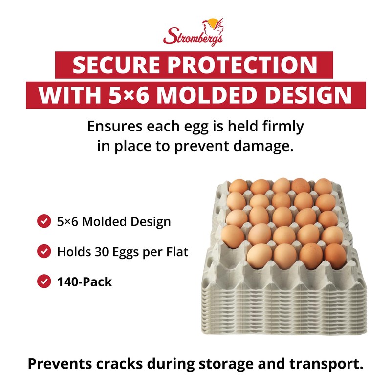 Stromberg's 30-Count Paper Egg Filler Flats, Biodegradable Bulk Egg Trays