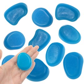 QTTLLI 10Pcs 1.7" Large Glow Pebbles Glow in The Dark Decorative Stones Rocks for Garden Path Walkway Yard Fish Tank, Blue