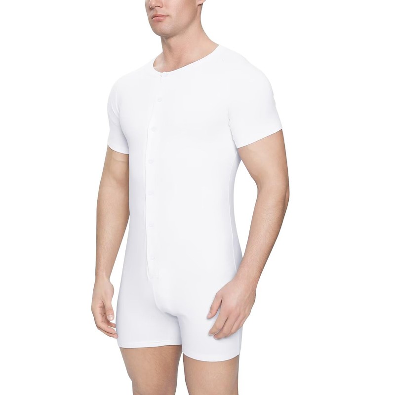 Landofgenie Mens Short Sleeve Onesie Jumpsuit Romper Pajamas Stretchy Cotton