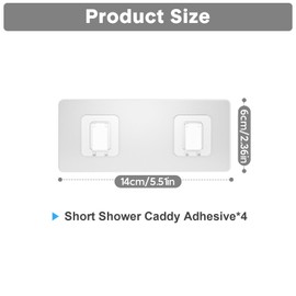 Lsnisni 4 Pack Shower Caddy Adhesive Replacement, Waterproof Adhesive Strips for Shower Shelf, Strong Adhesive Flat Hooks for Bathroom Storage Shelves and Kitchen Racks No Drilling, Clear