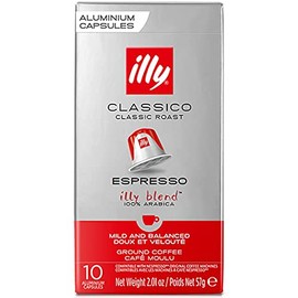 Illy Espresso Single Serve Coffee Compatible Capsules, 100% Arabica Bean Signature Italian Blend, Classico Medium Roast, 10 Count (Pack of 1)