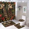 TOWINSFB 4Pcs African Giraffe Flower Shower Curtain Sets, Bathroom Decor