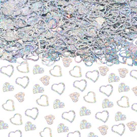 ONLYKXY 30g Love Heart Shaped Table Confetti Decor Glitter Confetti Table Confetti Heart Decoration for Birthday Wedding Foil Theme Thanks Giving Party Valentine's Day Scatter Bless Confetti (Silver)