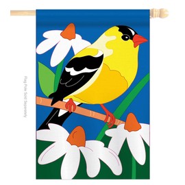 Two Group Birds Gold Finch Garden House Flags Kit Friends Flamingo Hummingbird Cardinal Peacock Springtime Natural Wildlife Small Decorative Gift Yard Banner Double-Sided Imported 28 X 40