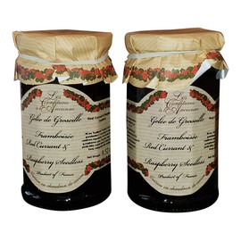 Les Confitures à la Ancienne Set of 2 Jars, Gelée de Groseille et Framboisée (Red Currant & Raspberry) SEEDLESS French Preserves, 9.5 oz