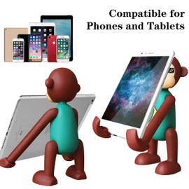 Adjustable Cute Phone Stand for Desk, Portable Funny Phone Holder Novelty Monkey Phone Holder Stand for Table - Green