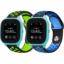 [2 Pack] Silicone Sport Bands Compatible with Gizmo Watch 3/2/1,Gabb Watch 3/2/1,SyncUP Watch Band for Kids,20mm Soft Breathable Smartwatch Band for Boys and Girls,Small Size (Black Blue & Black