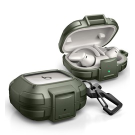 Dexnor for Beats Powerbeats Pro 2 Case with Drop-Proof Lock, Shockproof Rugged Bumper Cases Protective Cover with Carabiner & Keyring & Cleaner Kit for Powerbeats Pro 2 (2025) Green