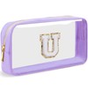 LOFOWN Initial Clear Makeup Bag Small Cosmetic Bag Travel Toiletry