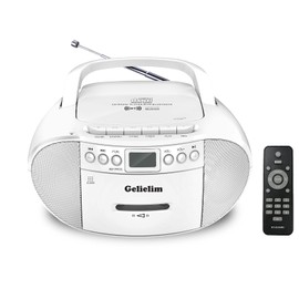 Gelielim Portable CD and Cassette Player Boombox Combo, AM/FM Radio Tape Recorder Casette Player with Remote, Bluetooth CD Tape Player USB Playback & Earphone Jack,Battery Powered/Plug in for Home