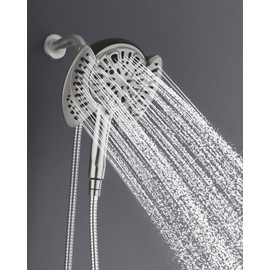 INAVAMZ 2-in-1 Shower Head with Handheld Combo: 2.5GPM Rainfall Shower Head & Detachable Shower Head Use Together or Alone, 9 Spray Settings Hand Held Showerhead with Hose, Nickel