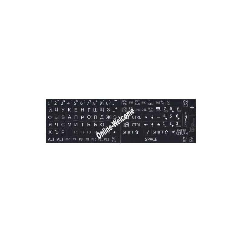 Russian Cyrillic Large Big Letters Keyboard Sticker Upper CASE Black