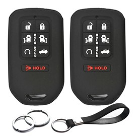 INFIPAR 2pcs Compatible with Honda Odyssey Key Fob Cover Case Black Rubber Silicone Remote for Honda Odyssey Elite EXL EX EX-L LX Touring