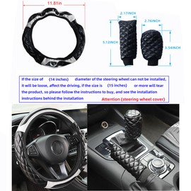 AICEL AICEL Car Accessories Set, Leather Vehicle Steering Wheel Seat Belt Shoulder Cover, Anti-Slip Automotive Interior Armrest Pad Start Button Protector, Universal for SUV, Sedan, Truck (White)