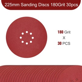 Sandpaper 225 mm Velcro 180 Grit Pack of 30 Sanding Discs for 8 Holes Drywall Sanders Ceiling Sanders Sanding Discs