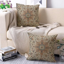 Miuyunya Set of 2 Boho Cushion Covers, 45 x 45 cm, Waterproof Sofa Cushion, Outdoor Cushion Cover, Polyester, Waterproof, Decorative Cushion, Ethnic Indian Cushion Cover, Abstract Decorative Cushion