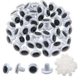 TOAOB 50pcs Black Wiggle Googly Eyes Plastic Safety Eyes 15mm Round Craft Eyes with Washers for DIY Arts Crafts Stuffed Animals Amigurumis Bears Dolls Making