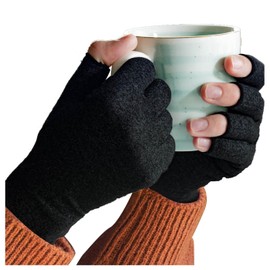 Sparthos Arthritis Hand Compression Gloves - Helps With Carpal Tunnel & Rheumatoid Artritis Pain - Support Your Hands While Typing - Fingerless Circulation Glove - Fits Men & Women (Black - Small)