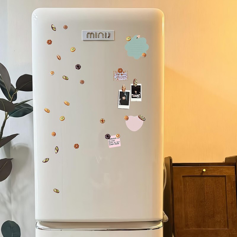 REGODI 12Pcs 3D Bread Fridge Magnets, Cute Strong Refrigerator Stickers