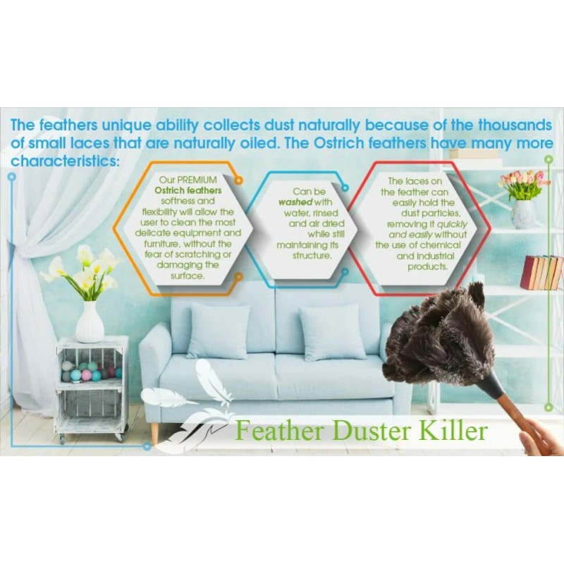 Dusters Killer Retractable Ostrich Feather Duster 12" to 16"