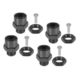 MECCANIXITY Wheel Hex Hub Adapter with M4 Threaded Axle,12mm to 17mm Thickening Extension Conversion Nuts for 1/10 Car Upgrade 1/8 Car Tires (Black)