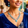 EARENT Boho Teardrop Turquoise Jewelry Set Western Necklace Dangle Earrings