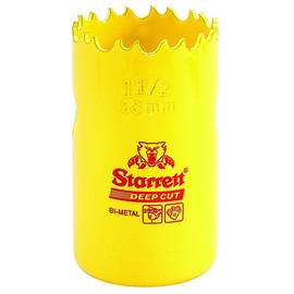 Starrett Bi-Metal Deep Cut Hole Saw with Abrasion Resistant HSS Teeth - Ideal for Cutting Metal, Steel, and Wood - 1-1/2" (25mm) Diameter, 2" Depth - DCH0112-G