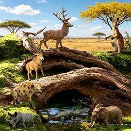 OZLMC 20 PCS Wild Animal Toy Set - Plastic Jungle Animals Figures with Lion, Elephant, Zebra, Crocodile for Educational Play, Safari Party Favors, School Projects
