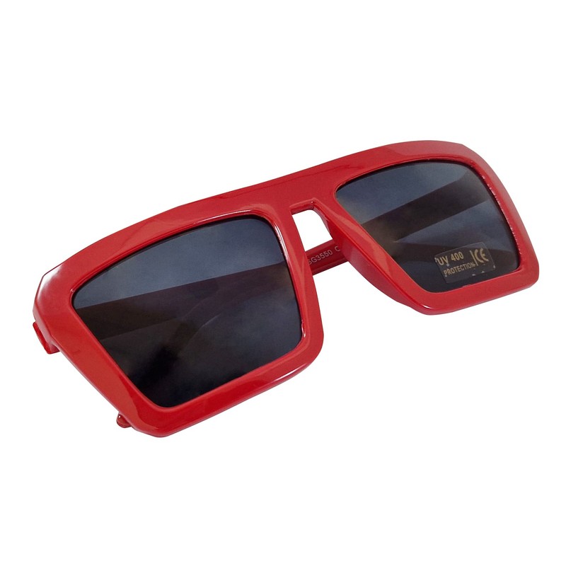 Komonee Sunglasses Red Thick Frame Black Lens Tint Glasses Designer