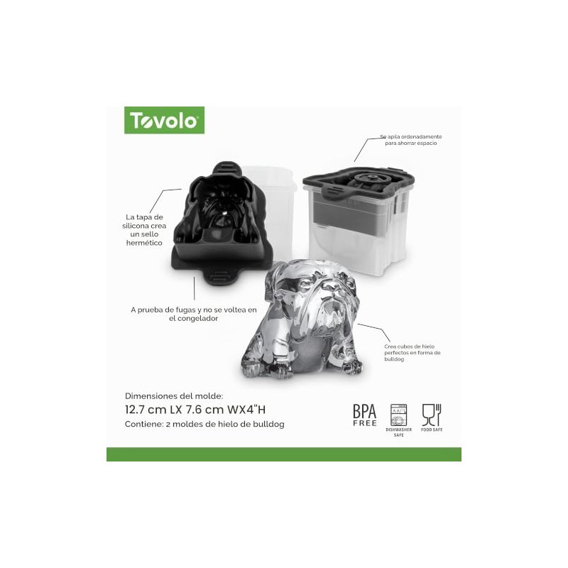 Tovolo Bulldog Molde de Hielo, Juego de 2
