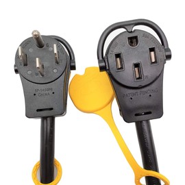 Parkworld 61131 RV Splitter Adapter Cord, 14-50P to 14-50R 50A 250V & TT-30R 30A 125V 1.5 Feet