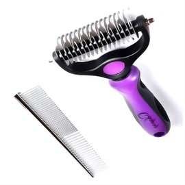 Qhapaq Pet Grooming Brush and Metal Comb Double Sided Long Hair Pet Undercoat Cleaner Undercoat Rake for Dogs and Cats Removes Mats and Lint Effectively removes shedding or carpeted sofa flyaway hair.