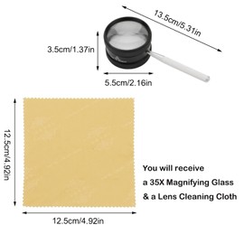 35X Handheld Magnifying Glass, High Clarity Reading Magnifier Portable Loupe for Macular Degeneration, Seniors Reading, Soldering, Inspection, Coins, Jewellery, Exploring (Diameter:50mm/1.97")