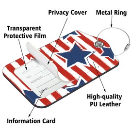 Neidius Luggage Tags for Suitcase,2 Pack Watercolor Stars PU Leather Luggage Tags with Stainless Steel Loop Privacy Cover ID Address Labels,Adult Travel Suitcase Tags