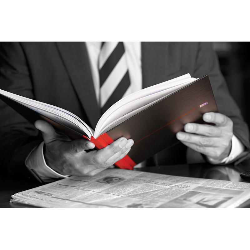 Oxford Black n' Red A5 Hardback Casebound Notebook, Ruled with