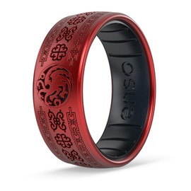 Enso Rings Game of Thrones Silicone Rings - House Targaryen - Ruby/Black Pearl - Size 11