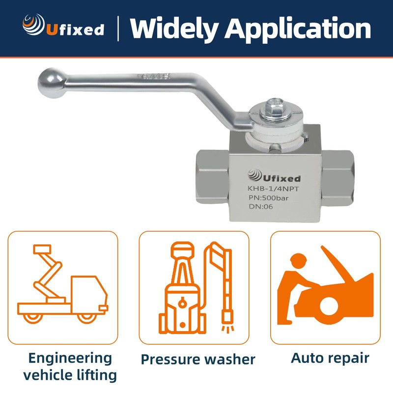 Ufixed 1/4" High Pressure Hydraulic Ball Valve - 7250 Psi,