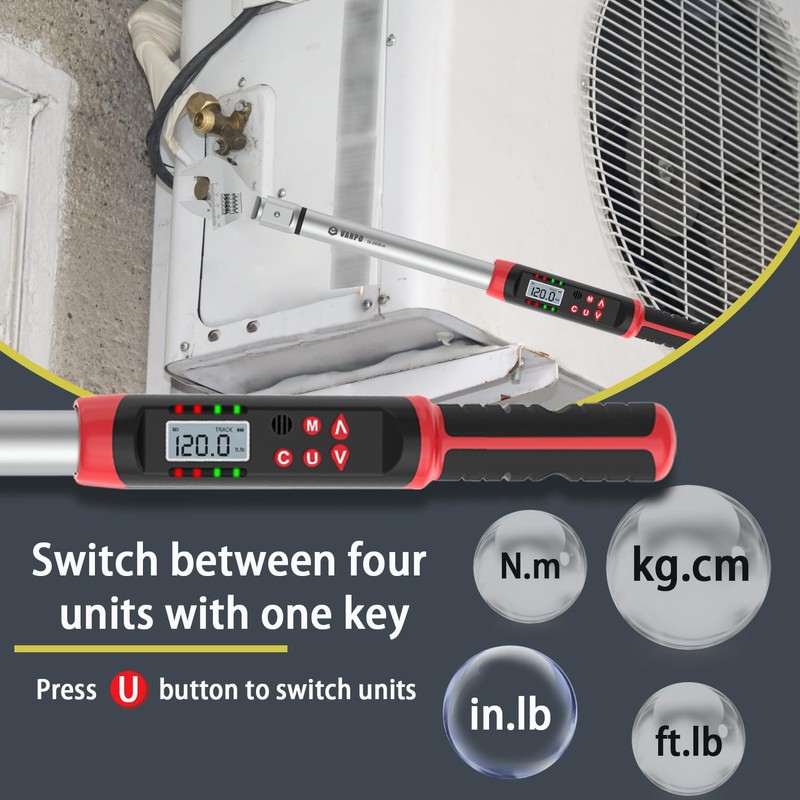 Hvac Torque Wrench 7.4-147.6 ft.lb/10-200 N.m, 14×18 mm Open End