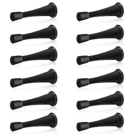 HOMOTEK 12 Pack Spring Door Stopper with Rubber Bumper 3-1/8" Flexible Spring Heavy Duty Wall Door Stop Low Mounted Door Bumper for Home (Upgrade Black)