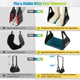 2-Pack Foot Hammock for Plane Travel, No Collapse Thickened Bamboo Airplane Foot Rest with Extended Adjustment Strap, Portable Desk Foot Hammock to Relax Your Feet, Foot Sling Travel Essentials