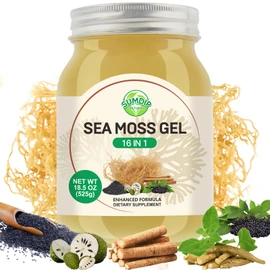 Sea Moss Gel 16 in 1 - Irish Sea MossGel 18.5OZ with Wildcrafted SeamossGel, Black Seed Oil, Burdock Root, Ashwagandha, Bladderwrack - Rich in Vitamins & Minerals - Non-GMO & Natural