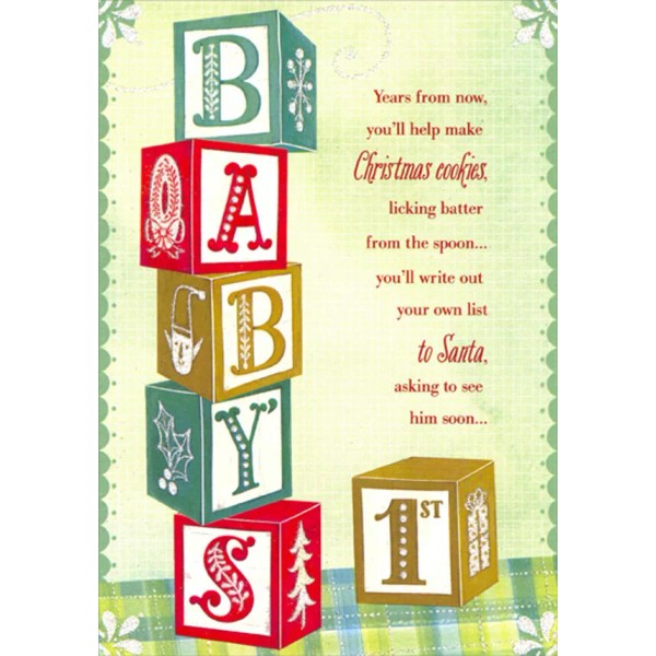 Designer Greetings Stack of Blue Red and Gold Blocks Baby's