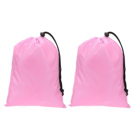 PATIKIL Polyester Laundry Bag, 2 Pack 16"x12" Heavy Duty Travel Bag with Drawstring Tear Resistant Dirty Clothes Storage for Traveling Camping College Dorm, Pink