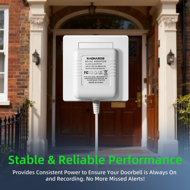 24V AC Doorbell Transformer - 18ft Long Cable Adapter, Universal