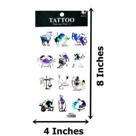 NipitShop 1 Sheet Zodiac Signs Birth Symbols Style Temporary Tattoos for Women Body Art Tattoo Sticker 3D Fake Tatoo