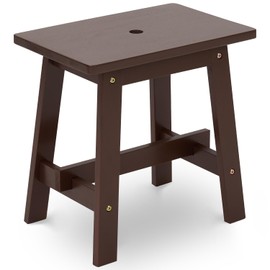 BEEFURNI Rectangular Acacia Wood Stool, Small Bench Seat, 18 Inch Stool, Wood Bathroom Vanity Bench, Plant Stand Indoor, 350 LBS Load Capacity, 1-Year Manufacturer Warranty (Natural Acacia)