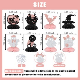 SJcysrilla - 8 piezas de decoración de Halloween para baby shower con texto en inglés "A Little Boo is Almost Due Honeycomb Centerpieces de fiesta de Halloween para niña