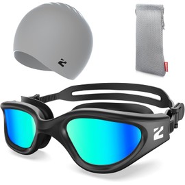 ZIONOR G1 Lite Swim Goggles with Swim Cap Comfortable Anti-fog Swimming Goggles Set for Adult Men Women