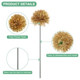 M METERXITY 30-Pack Artificial Chrysanthemum Ball Flowers,11 Inch Faux Chrysanthemum Silk Bouquets Real Touch Faux Flowers for Home/Wedding/Christmas/Party[Gold]