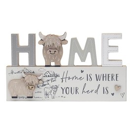 Lesser & Pavey Love & Affection Highland Cow Wooden Plaque - Home For Home Decor & Gift | Wooden and Acrylic Plaques For Home and Office | Ideal Signs & Plaque Birthday Gifts For Women & Men